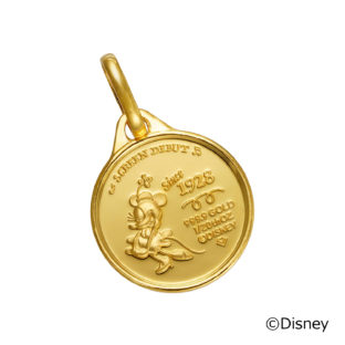 K24 純金 メダル ペンダント ディズニー ミッキーマウス & ミニーマウス 蒸気船ウィリー 1/20oz