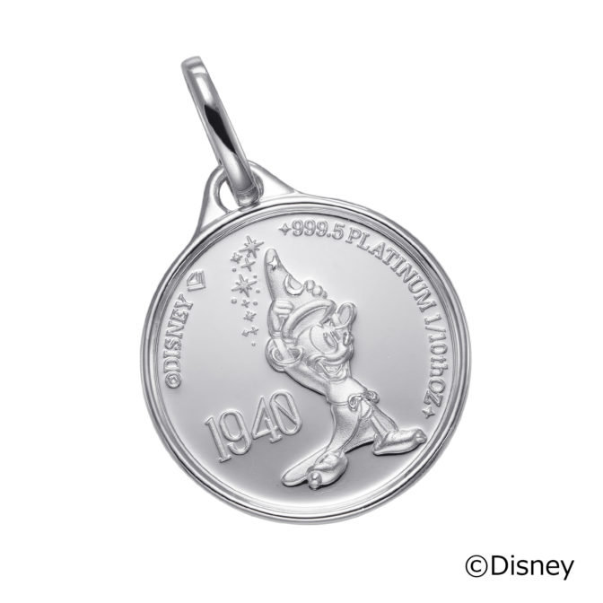 Pt999 純金 ディズニー メダル ペンダント 1/10oz ミッキーマウス ファンタジア