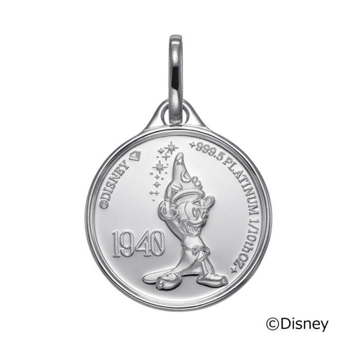 Pt999 純金 ディズニー メダル ペンダント 1/10oz ミッキーマウス ファンタジア