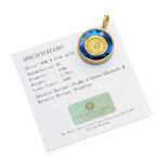 K24 純金 コインペンダント ドルフィン エリザベス 1/30oz カットガラス ゴールド ブルー