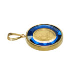 K24 純金 コインペンダント ローズ エリザベス 1/30oz カットガラス ゴールド ブルー