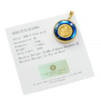 K24 純金 コインペンダント ローズ エリザベス 1/30oz カットガラス ゴールド ブルー