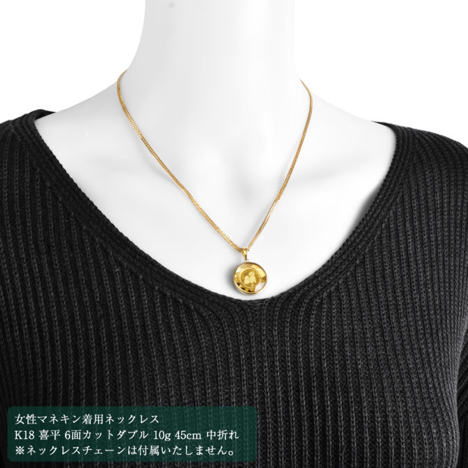 K24 純金 コインペンダント プードル チャールズ 1/30oz カットガラス ゴールド