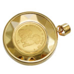 K24 純金 コインペンダント プードル チャールズ 1/30oz カットガラス ゴールド