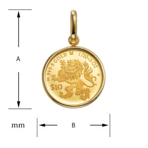 K24 純金 コインペンダント キングビースト 獅子 1/20oz シンプルフレーム