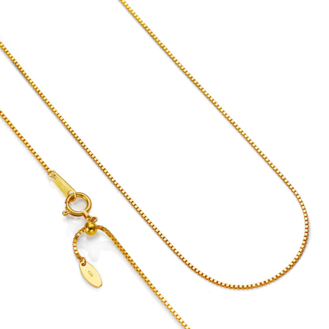 K24 純金 ベネチアン チェーンネックレス 0.8mm幅 45cm フリーアジャスター