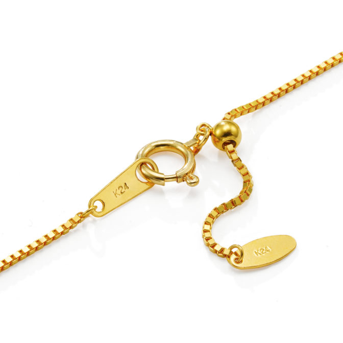 K24 純金 ベネチアン チェーンネックレス 0.8mm幅 45cm フリーアジャスター