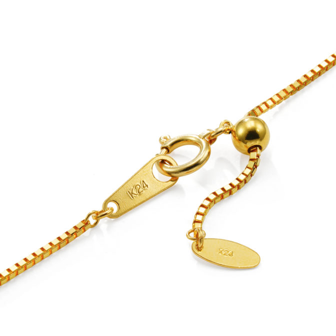 K24 純金 ベネチアン チェーンネックレス 1.0mm幅 45cm フリーアジャスター