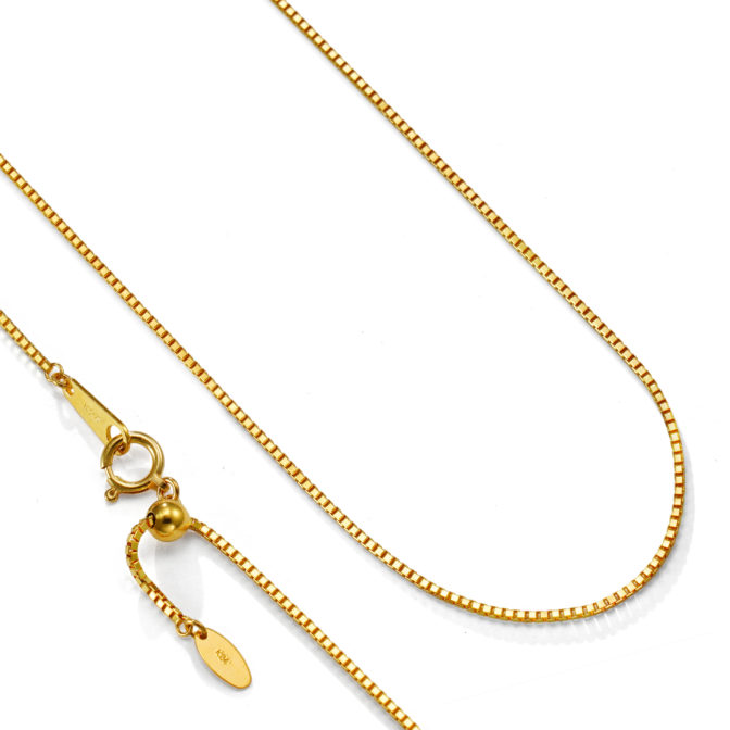 K24 純金 ベネチアン チェーンネックレス 1.0mm幅 45cm フリーアジャスター