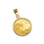 K24 純金 コインペンダント 葛飾北斎 1/20oz シンプルフレーム