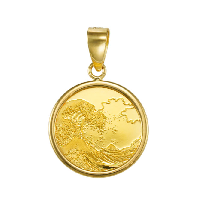 K24 純金 コインペンダント 葛飾北斎 1/20oz シンプルフレーム