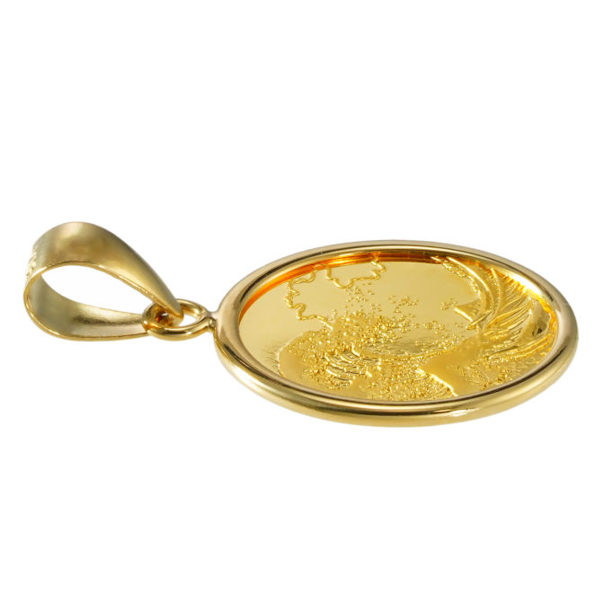 K24 純金 コインペンダント 葛飾北斎 1/20oz シンプルフレーム