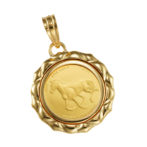 K24 純金 コインペンダント ホース ホースシュー 1/25oz デザインフレーム No.01