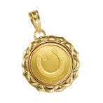 K24 純金 コインペンダント ホース ホースシュー 1/25oz デザインフレーム No.01