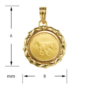K24 純金 コインペンダント ホース ホースシュー 1/25oz デザインフレーム No.01