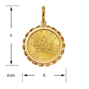 K24 純金 コインペンダント メイプルリーフ 1/4oz デザインフレーム No.15