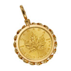 K24 純金 コインペンダント メイプルリーフ 1/4oz デザインフレーム No.15