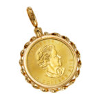 K24 純金 コインペンダント メイプルリーフ 1/4oz デザインフレーム No.15