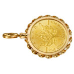 K24 純金 コインペンダント メイプルリーフ 1/4oz デザインフレーム No.15