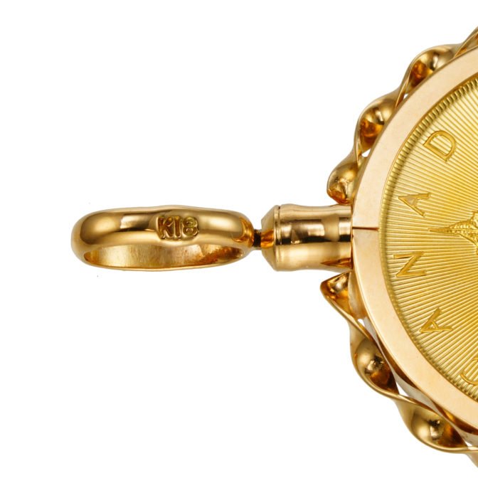 K24 純金 コインペンダント メイプルリーフ 1/4oz デザインフレーム No.15