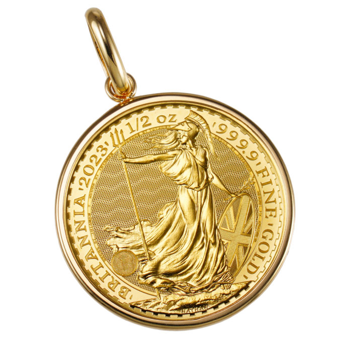 K24 純金 コインペンダント トップ ブリタニア 1/2oz