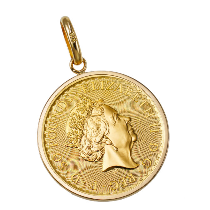 K24 純金 コインペンダント トップ ブリタニア 1/2oz