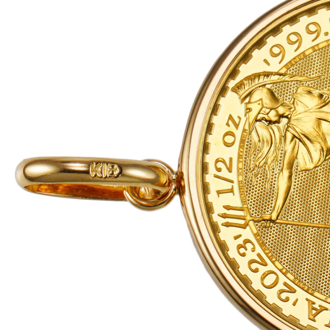 K24 純金 コインペンダント トップ ブリタニア 1/2oz