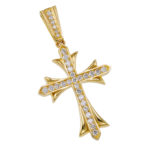 K18 ゴールド 18金 パヴェ ダイヤモンド クロス ペンダント トップ