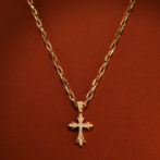 K18 ゴールド 18金 パヴェ ダイヤモンド クロス ペンダント トップ