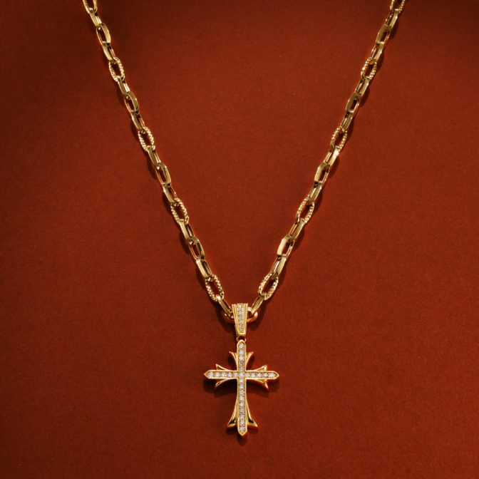 K18 ゴールド 18金 パヴェ ダイヤモンド クロス ペンダント トップ