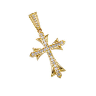 K18 18金 ゴールド パヴェ ダイヤモンド クロス ペンダント トップ