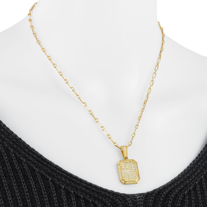 K18 ゴールド 18金 パヴェ ダイヤモンド スクエア ペンダント トップ