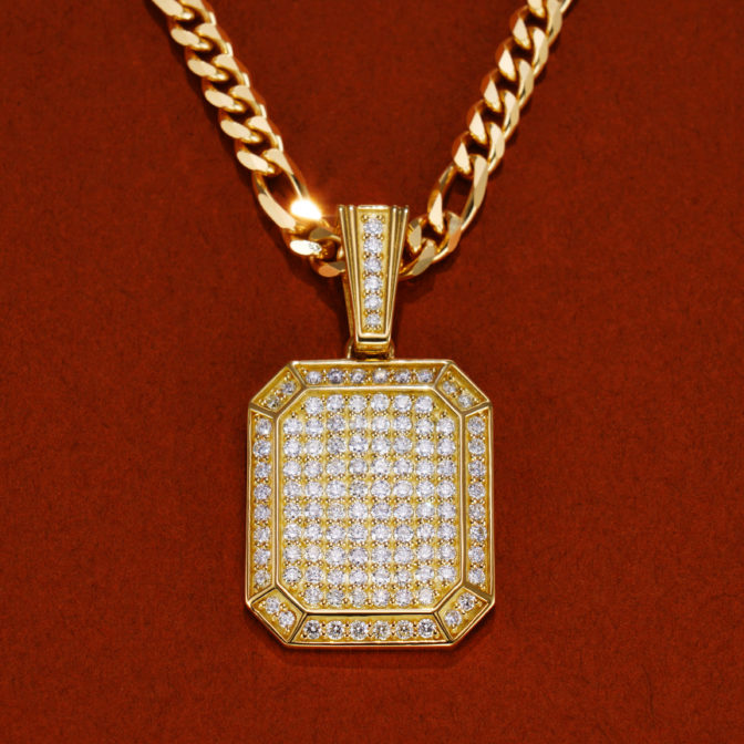 K18 ゴールド 18金 パヴェ ダイヤモンド スクエア ペンダント トップ