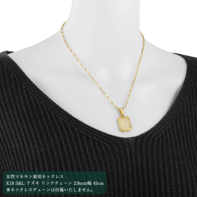 K18 ゴールド 18金 パヴェ ダイヤモンド スクエア ペンダント トップ