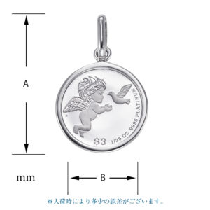 純プラチナ Pt999 コインペンダント ツバル エンジェル 1/25oz シンプルフレーム