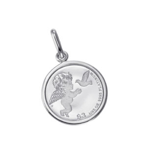 Pt999 純プラチナ コイン ペンダント ツバル エンジェル 1/25oz シンプルフレーム