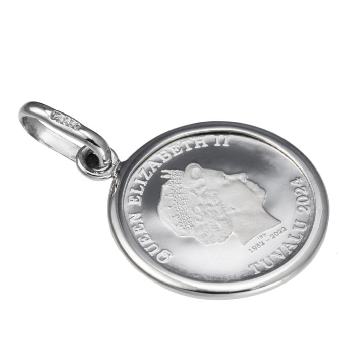 純プラチナ Pt999 コインペンダント ツバル エンジェル 1/25oz シンプルフレーム