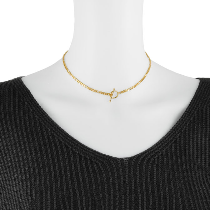 K18 18金 OT フィガロネックレス 6面カット 3.4mm幅 38.5cm