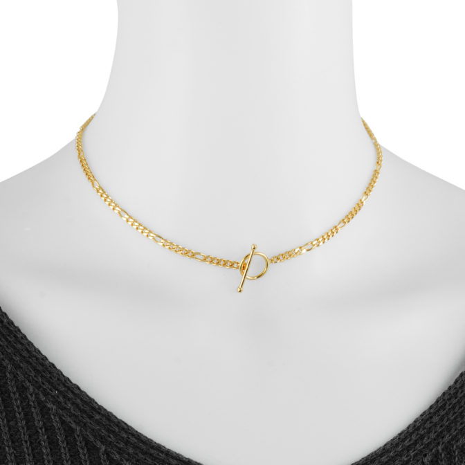 K18 18金 OT フィガロネックレス 6面カット 3.4mm幅 38.5cm