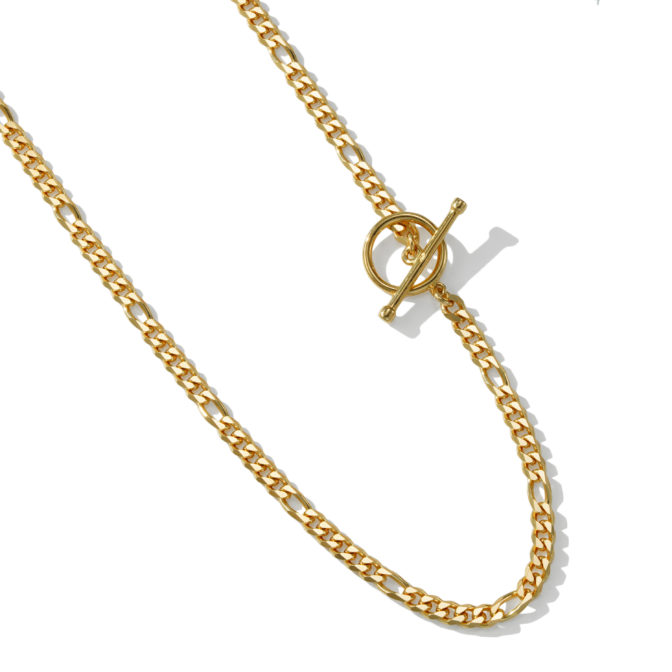 K18 18金 OT フィガロネックレス 6面カット 3.4mm幅 38.5cm