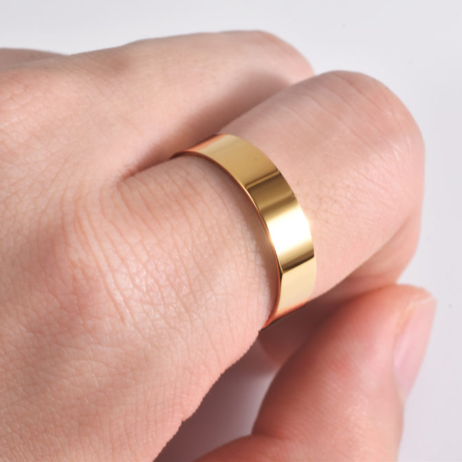 K18 ゴールド フラットリング 平打ち