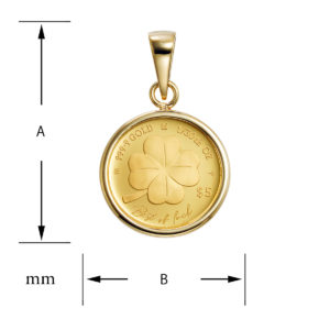 K24 純金 コインペンダント 四つ葉のクローバー 1/30oz シンプルフレーム