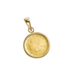 K24 純金 コインペンダント 四つ葉のクローバー 1/30oz シンプルフレーム