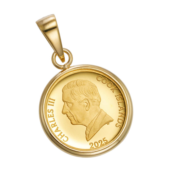 K24 純金 コインペンダント 四つ葉のクローバー 1/30oz シンプルフレーム