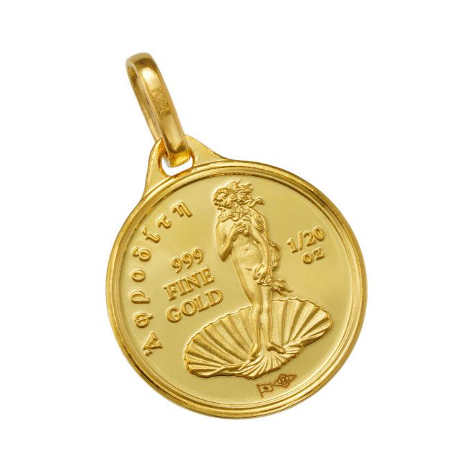 K24 純金 コインペンダント ローズ アフロディーテ 1/20oz
