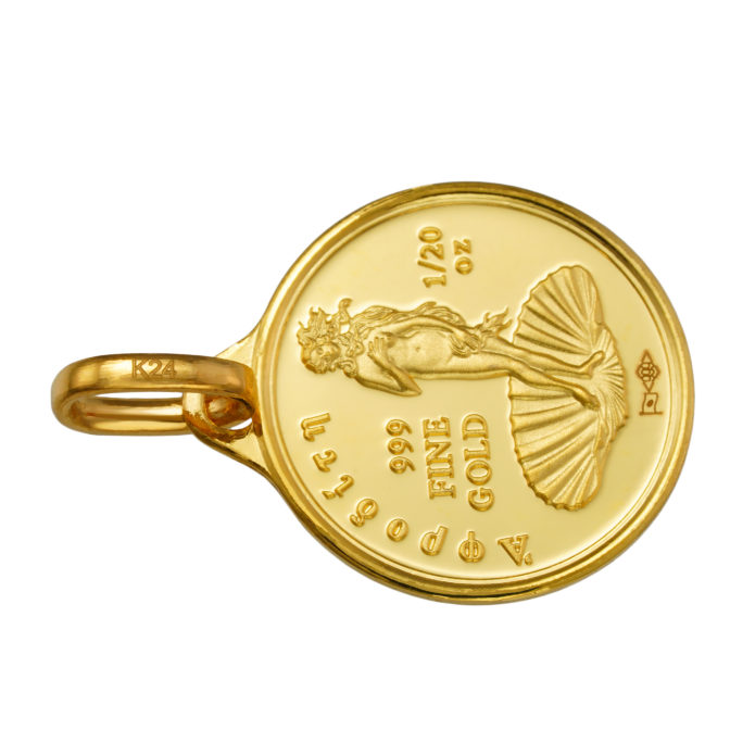 K24 純金 コインペンダント ローズ アフロディーテ 1/20oz