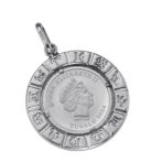 Pt999 純プラチナ コインペンダント ツバル ホース 1/25oz デザインフレーム No.16