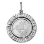 Pt999 純プラチナ コインペンダント ツバル ホース 1/25oz デザインフレーム No.16