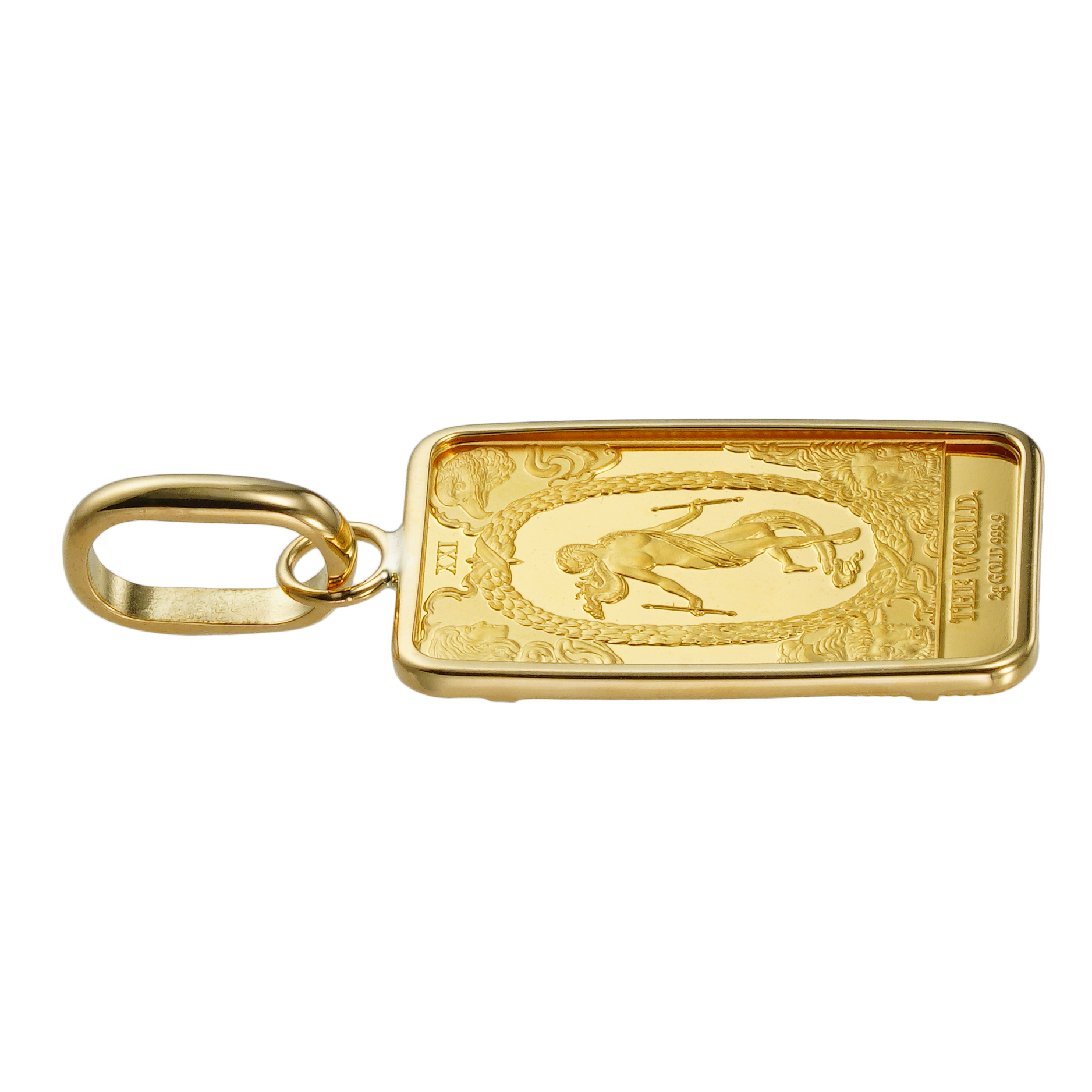 K24 純金 コイン ペンダント タロットカード XXI 世界 2g シンプル