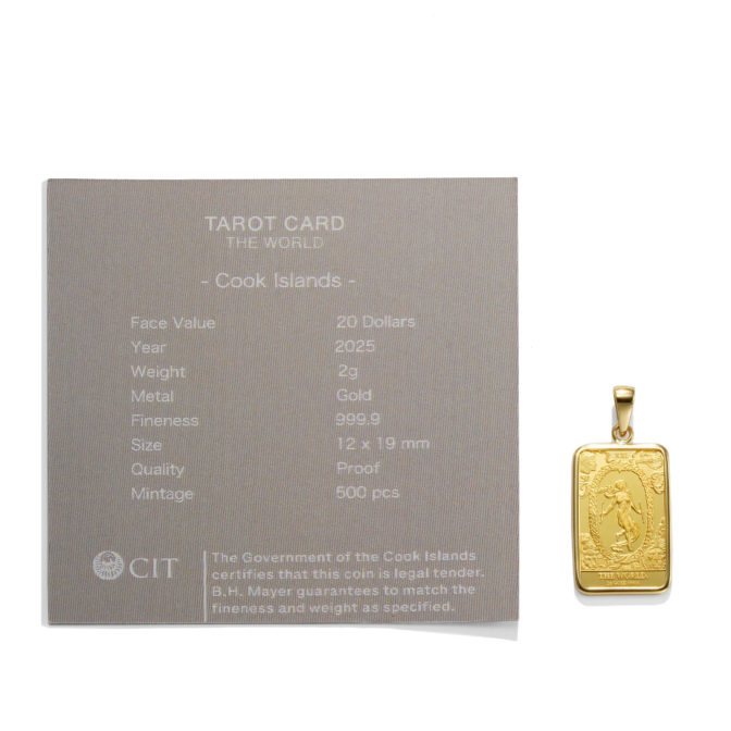 K24 純金 コインペンダント タロットカード XXI 世界 シンプルフレーム サンカクバチカン